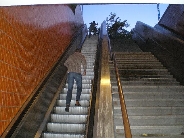 P6120032.JPG - Children playing on the down escalator